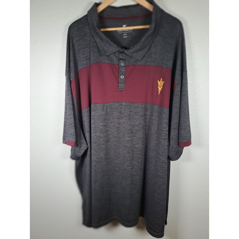 Colosseum Arizona State Sun Devils ASU Polo Shirt Mens 6X Charcoal Maroon Logo